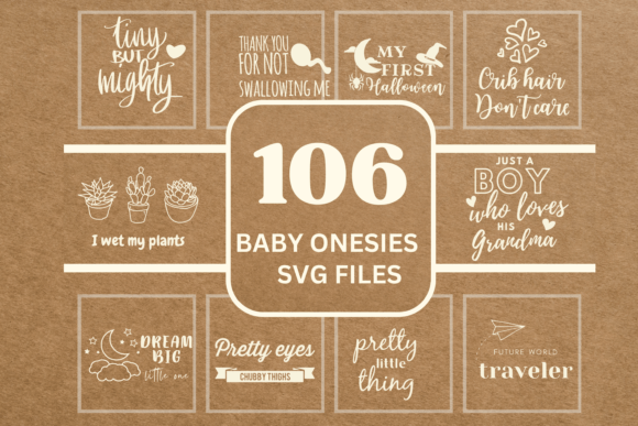 106 Baby and Kids Bodysuit SVG Bundle, Graphics and Illustrations