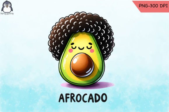 Afro-cado Stylish Fruit PNG for Modern Graphics and Crafts