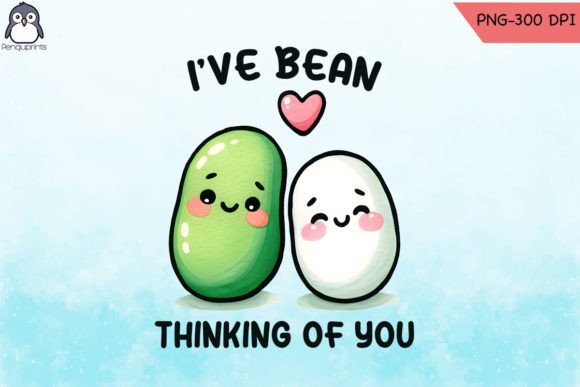 Bean Thinking of You Valentine PNG for Crafts and Graphics