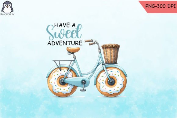 Bicycle with Donuts Wheels Graphics for Crafts and Commercial Use