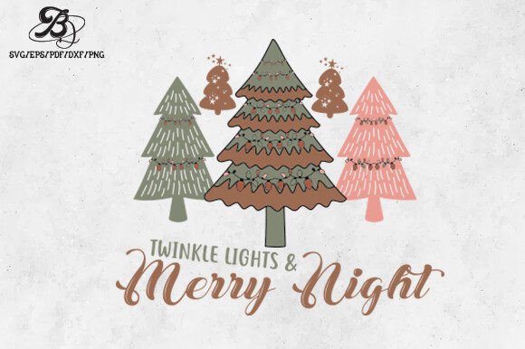 Boho Christmas Trees SVG Design for Graphics and Crafts