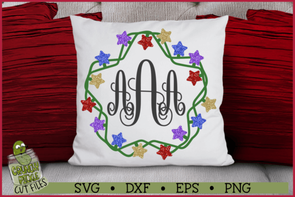 Christmas Lights Monogram Frame 4 SVG Graphics and Crafts