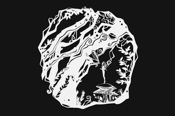Fairy in Wood on Mushroom Drawing 36: Graphics for Whimsical Branding