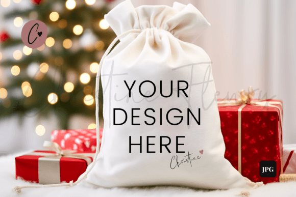 Farmhouse Santa Sack Mockup Graphics for Christmas Amp