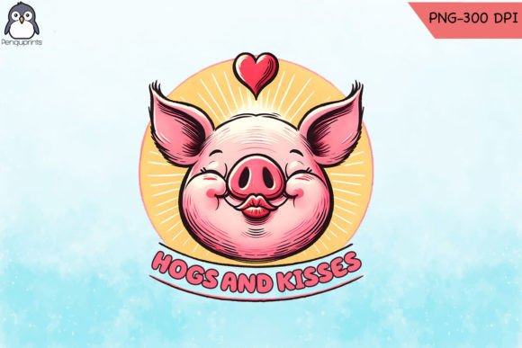 Hogs and Kisses Pig Puns PNG: Graphics for Crafts
