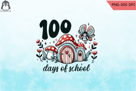 Little Girl 100 Days Mushroom Fairy PNG Graphics and Crafts
