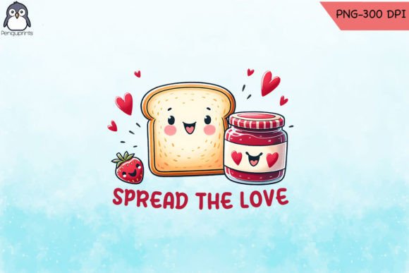 Spread Love Bread Jam Pun PNG Graphics for Crafts