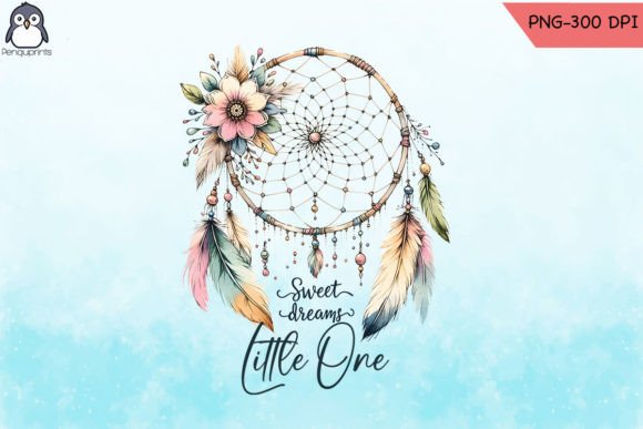 Sweet Dreams Little One Dreamcatcher PNG Graphics for Crafts
