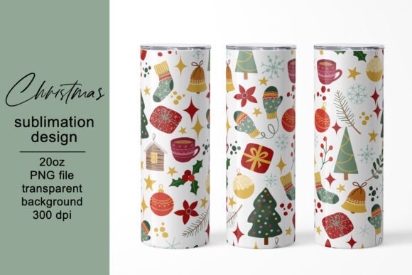 Tumbler Christmas Design Sublimation PNG for Graphics & Crafts
